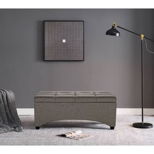 Panca contenitore taupe con pieghe a punto pittura da 42 pollici per soggiorno - Product Image 1