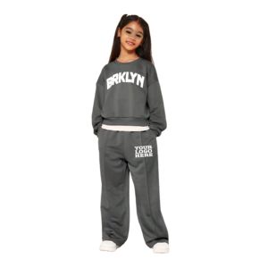 Ensemble de survêtements polaire personnalisés pour enfants, style polo, vente en gros, vêtements d'hiver unis pour garçons et filles, ensemble de survêtements évasés pour enfants - Product Image 5