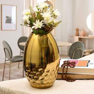 Ensemble de vases à fleurs en métal doré décoratifs modernes, vase de table de style nordique de luxe pour une décoration intérieure élégante - Product Image 5