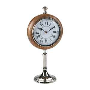 Horloge de table en métal vert menthe style nordique vieilli, horloge de bureau ou de cheminée shabby chic, horloge de table vintage à chiffres romains - Product Image 2