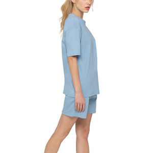 Ensemble T-shirt et short d'été pour femme en gros, 100 % coton, tenue décontractée deux pièces, vêtements personnalisables avec logo - Product Image 5