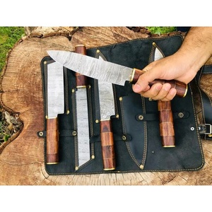 Juego de Cuchillos de Chef Profesionales de Acero de Damasco Hechos a Mano por Ahmad Fabric, 5 Piezas, Mango de Resina, Funda de Cuero, Diseño Moderno, Personalizable - Product Image 6