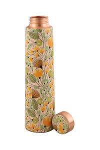 Floral Print Copper Water Bottle Nature Inspired Designer Drink Bottle Reusable Travel Bottle For Home Office And Daily Use - Product Image 5