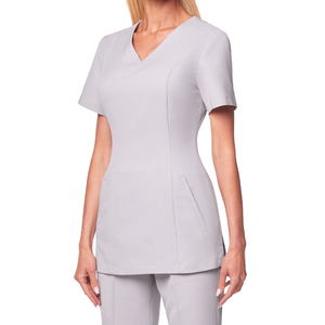 Túnica de cuello en V para mujer, uniforme elegante para salón de belleza, túnica para peluquería, varios colores y logotipo personalizado - Product Image 2