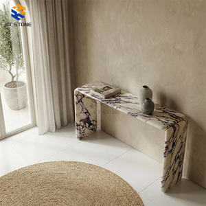 Table console en marbre Calacatta Viola de luxe à prix d'usine pour appartement, villa, manoir, salon, avec socle haut - Product Image 5