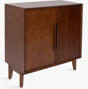 Mid-Century Modern Walnut Accent <b>Cabinet</b> with 2 Doors, Solid <b>Wood</b> Handle Storage Sideboard Credenza <b>for</b> <b>Living</b> <b>Room</b> and Entryway - Product Image 3