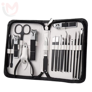 5 in 1 Stainless Steel Professional Pedicure <b>Kit</b> with <b>Nail</b> Scissors & Clippers Luxurious Black Leather Case - Product Image 4