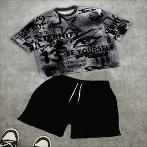 Conjunto de Camiseta para Hombre, Nuevo Diseño, Lavado Ácido, Algodón Grueso, Holgado, Estilo Urbano, Personalizable, Dos Piezas - Product Image 1