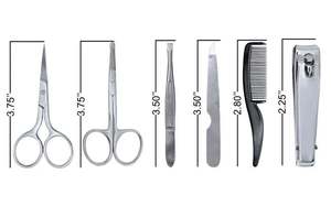 Kit de Cuidado Facial y de Manos Profesional de Acero Inoxidable para Hombre, 6 Piezas, Tijeras, Pinzas, Peine para Barba, Tijeras para Cabello, Lima de Uñas - Product Image 2