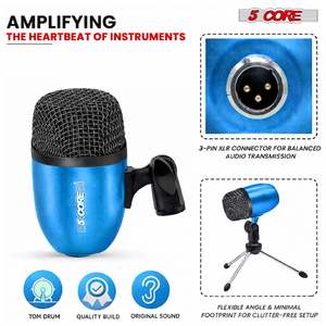 5 Core Conga Mic Snare Tom Set Professional XLR Cardioid Condenser Instrument Microphone Kit - Product Image 5