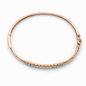 14ct Rose Gold Diamond Tennis <b>Bangle</b> <b>Bracelet</b> for Women Elegant Minimalist Design Fine Jewelry Wedding Party Gift High Polish Fi - Product Image 2