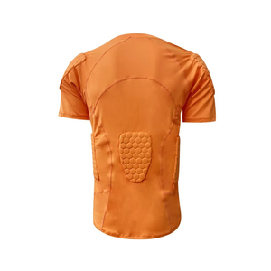Camiseta de Fútbol de Manga Corta Acolchada Naranja para Hombre, Cuello Redondo, Ajustada, Ropa Deportiva Protectora, Color Sólido, para Todas las Temporadas - Product Image 2