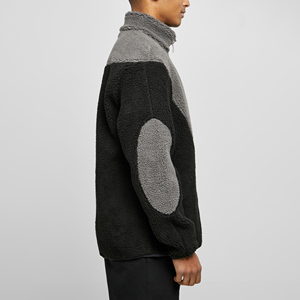 Veste en polaire sherpa contrastée noire et grise pour homme, col roulé, fermeture éclair, vêtement d'extérieur chaud pour l'hiver, style décontracté, OEM - Product Image 4