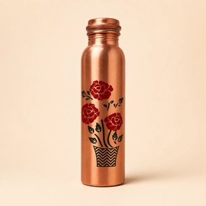Botella de agua de cobre con diseño de mapa vintage y tapa de cobre, portátil para viajes - Product Image 4