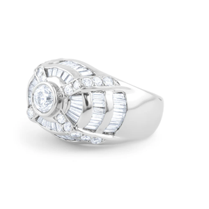 3.75 CT Moissanite <b>Emerald</b> Cut 925 <b>Silver</b> Rhodium Plated Luxury Engagement <b>Ring</b> - Product Image 3