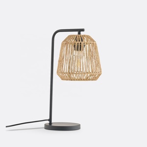 Harbor Weave Metal Table Lamp with Handwoven <b>Rope</b> Shade Sturdy Iron Frame Warm Ambient <b>Lighting</b> Decorative Accent - Product Image 3