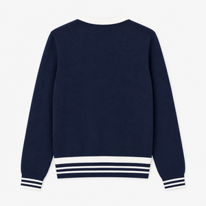 Primefield Women's Navy Knitted <b>Cardigan</b> Long Sleeve V-Neck Contrast Color <b>Button</b> Closure Classic Casual Wear All Seasons - Product Image 6