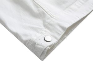 Men's <b>White</b> Denim Jacket Casual Turn-down Collar Regular Sleeve Solid Color Button Closure Spring Style Slim Fit - Product Image 4