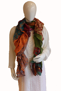 <b>Women</b> <b>Silk</b> Sari Frill <b>Scarf</b> Ruffle <b>Scarves</b> Multicolor Boho Fashion Girls Neck Wrap Hair <b>Scarf</b> Indian Stole Festival Gift Trendy - Product Image 5