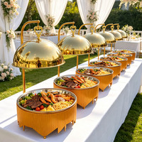 Chauffe-Plat Professionnel Diamant 8L en Acier Inoxydable Doré pour Buffet de Restaurant – Plat de Présentation Suspendu pour Traiteur