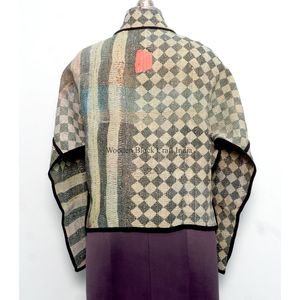 Chaqueta Gudari Hecha a Mano para Mujer, de Algodón Grueso, Estilo Indio Kantha, Surtida, Vintage, Reversible, Étnica, para Exteriores - Product Image 5
