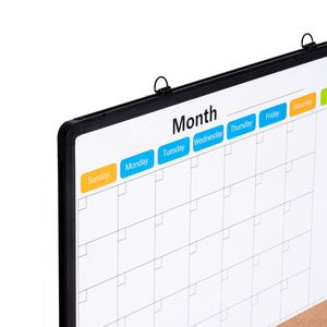 Tableau blanc calendrier mensuel 24''x 18'' avec tableau en liège et cadre en aluminium 2-en-1, tableau d'affichage magnétique effaçable à sec pour usage décoratif - Product Image 6