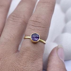 Raw Amethyst <b>Adjustable</b> <b>Ring</b> Gold Plated Collet Set Natural Gemstone Handmade February Birthstone <b>Ring</b> Gift for Women - Product Image 6