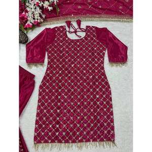 Conjunto de Traje de Fiesta para Mujer de Diseñador, Top con Sharara Plazzo y Dupatta, Estilo Elegante - Product Image 1