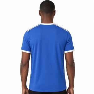 Royal Blue Men <b>Short</b> <b>Sleeve</b> Crew Neck T <b>Shirt</b> with Tonal Crest Embroidery <b>White</b> Trim Fraternity College Casual Apparel - Product Image 2