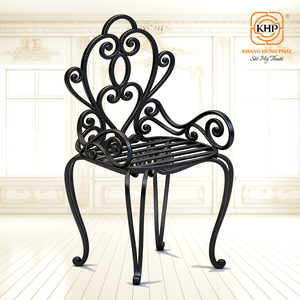 Silla de Hierro Forjado 100% Hecha a Mano, Ecológica, con Recubrimiento en Polvo, Diseño Floral de Hojas, para Uso en Exteriores, Patio y Jardín - Product Image 1