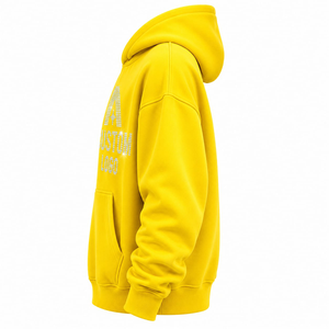 Sudadera con Capucha Extra Grande Personalizada con Pedrería, 100% Algodón, Sudadera Casual con Forro Polar Amarillo, Diseño de Logotipo Frontal, Ropa de Invierno de Secado Rápido - Product Image 4