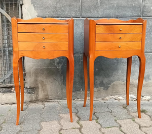 Mesita de Noche Antigua de Madera Maciza de Mango en Color Nogal, Mesita de Noche Moderna con Lámpara y 2 Cajones para Uso en Hoteles y Cocinas - Product Image 6