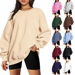 Sweat-shirt oversize à col rond pour femme, couleur unie, manches longues, coupe ample, streetwear pour l'automne et l'hiver - Product Image 1