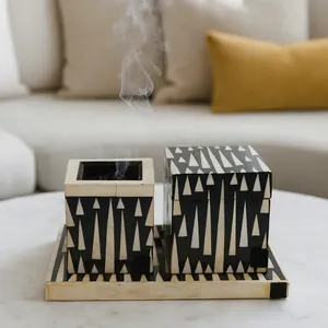 Brûleur d'encens artisanal en bois de santal et résine, style marocain, diffuseur d'aromathérapie indien, écologique - Product Image 4