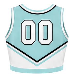 Ensemble uniforme de cheerleading vert menthe : Crop top et jupe plissée pour compétition de danse d'équipe, tenue de performance sportive - Product Image 4