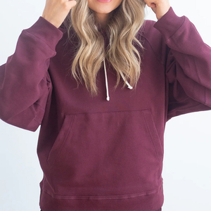 Sweat-shirt à capuche pour femme, manches raglan, couleur unie, en molleton de coton, coupe décontractée, pour l'automne, avec poches, longueur standard - Product Image 6