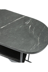 Mesa de Centro Moderna de Metal Industrial con Tapa de Mármol y Bolsillo de Almacenamiento de Cuero para Muebles de Sala de Estar - Product Image 3