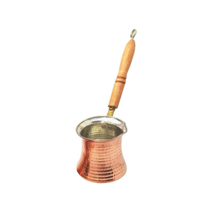 Hand Hammered Copper Turkish Coffee Pot Cezve Ibrik With Long Wooden Handle Stovetop Coffee <b>Maker</b> Milk Butter Warmer Pot - Product Image 1