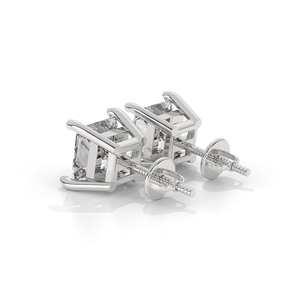 Solitaire Diamond <b>Stud</b> <b>Earrings</b> in 10k 14k 18k White Gold Lab Grown Princess Cut Classic Four Prong Minimal Diamond <b>Studs</b> - Product Image 3