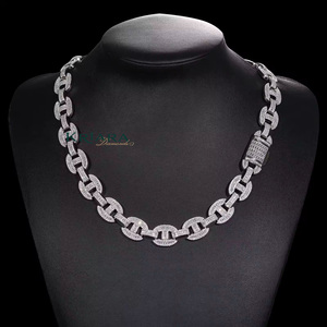 S925 Moissanite <b>Statement</b> <b>Necklace</b> 18K Gold Plated Link Chain Unisex Luxury Jewelry Geometric Design - Product Image 2