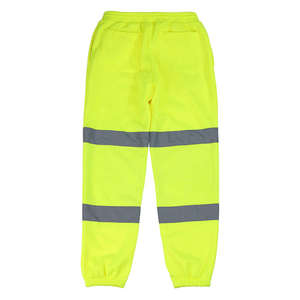 Pantalon de survêtement jaune haute visibilité pour homme, taille élastique, bandes réfléchissantes, poches latérales, style vêtement de travail, respirant, idéal pour le printemps - Product Image 1