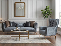 Ensemble de canapés carrés modernes en teck massif, luxe, 8 places, table basse turque en velours, appartement, salon, villa, hôtel
