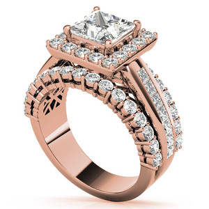 Anillo Clásico de Oro de 14K con Diamantes Cultivados en Laboratorio, Corte Princesa, Multibanda, para Compromiso/Boda/Aniversario, para Mujer - Product Image 4