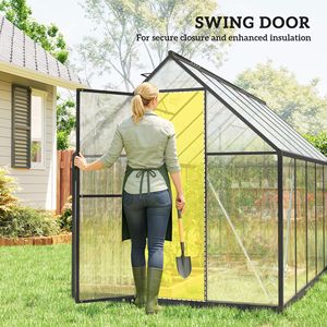 Serra da Giardino in Alluminio 11x6 piedi con Policarbonato, Porta a Battente e Due Ventilazioni Regolabili sul Tetto, Nera - Product Image 6