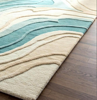 Handmade hand Tufted Wool Area Rugs blue and white Pattern Customizable Size and Color for home office living room Use