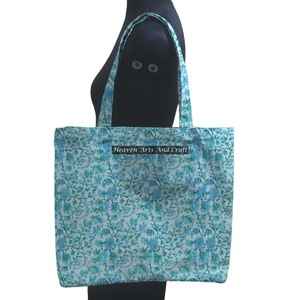 Hand Block Printed Indian Handmade Cotton Square Shopping Tote <b>Bag</b> Women Tote <b>Bag</b> Handmade Hand Block - Product Image 1