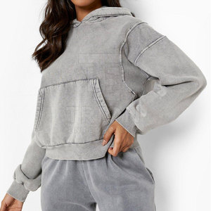 Sudaderas con capucha de estilo urbano para mujer, con lavado ácido, informales, de color personalizado, las mejores en oferta online. - Product Image 5