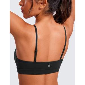 Premium YOGA Butterluxe Women's V-<b>Neck</b> Sports Bra Basic Wireless Camisole Adjustable Thin Straps <b>Padded</b> Yoga Top Active Print - Product Image 2