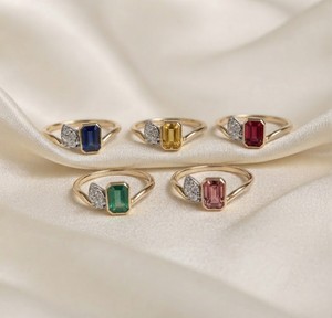 Bezel-Set SARVOTTAM's 14KT Yellow Gold Fine Jewelry Luxury Natural Emerald and Natural <b>Diamonds</b> Toi Et Moi <b>Ring</b> for Women - Product Image 2