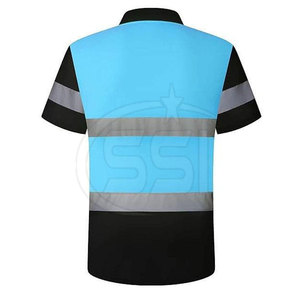 Safety Polo Shirt ANSI Class 2 Water Proof Reflective Performance Clothing Lightweight Durable Fabric <b>LED</b> Flash for Construction - Product Image 3